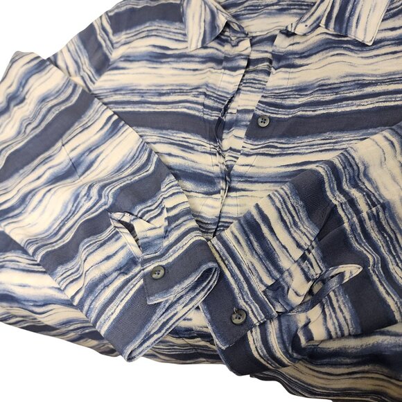 Soft Surroundings Striped Button-Up Long-Sleeve Classic Layering Top Sz. L - Picture 6 of 10